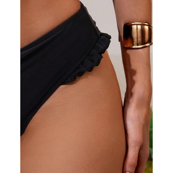 Leoparts Women's Ruched Bikini Bottom Sexy Ruffle High Cut Swim - Picture 6 of 6